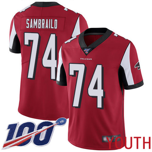 Atlanta Falcons Limited Red Youth Ty Sambrailo Home Jersey NFL Football #74 100th Season Vapor Untouchable->youth nfl jersey->Youth Jersey